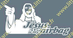 Jesus is my airbag Blanc - LittleCarAddict