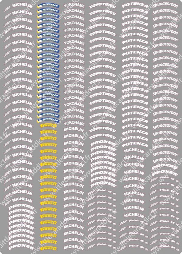 Planche Marques Pneu 1:10