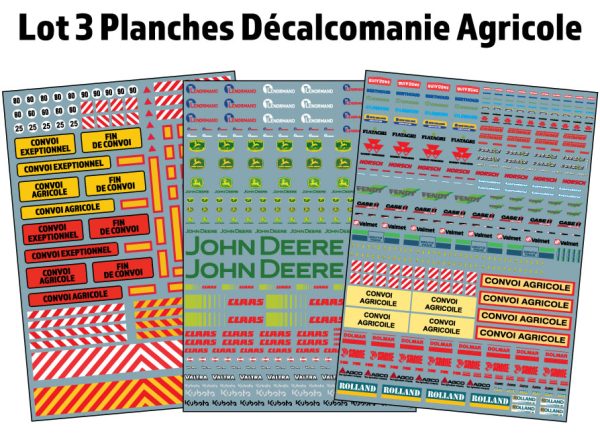 Lot 3 Planches Décalcomanie Agricole