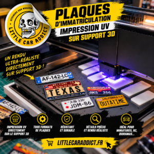 Immatriculation imprimé sur support 3D